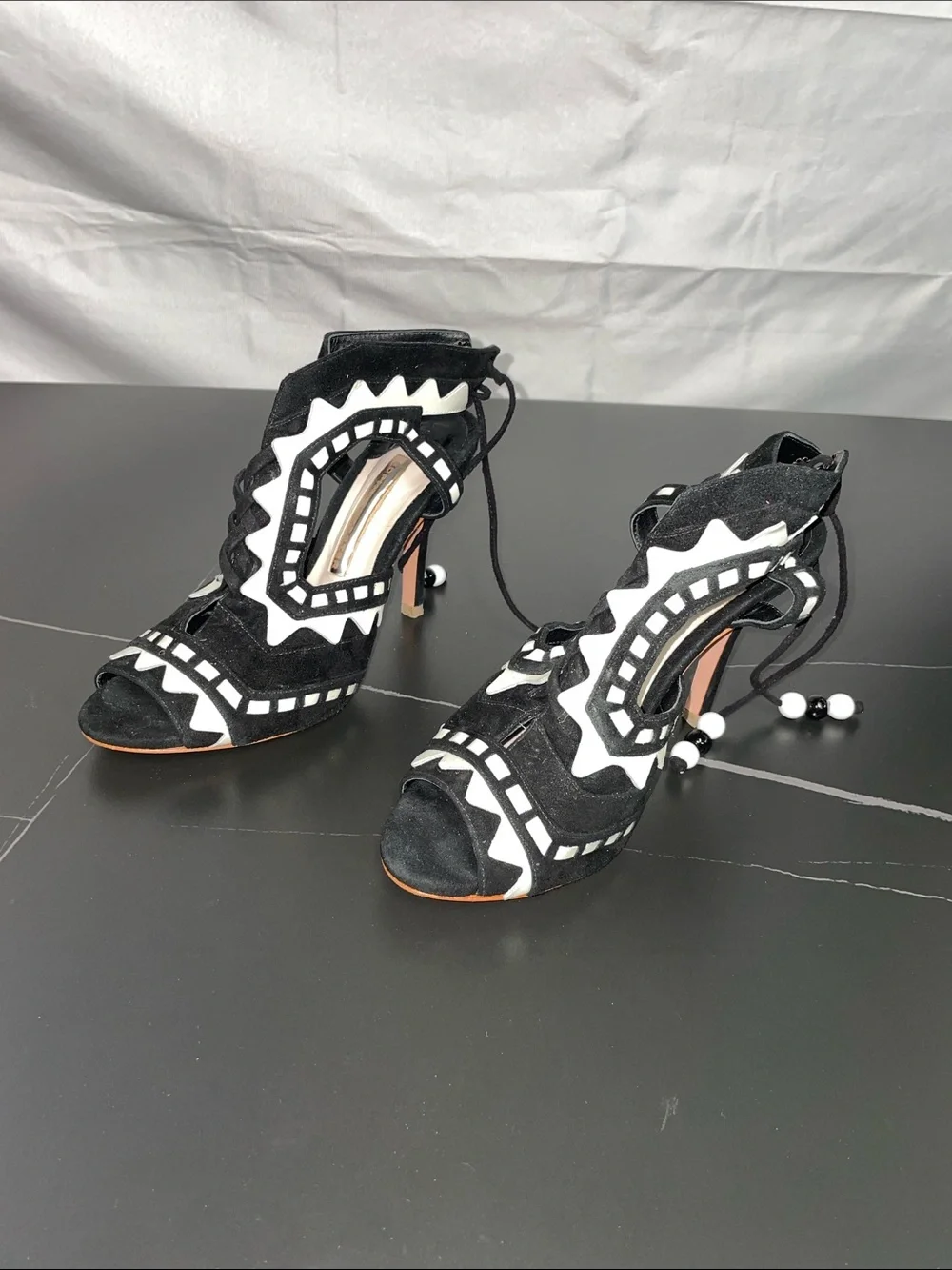 SOPHIA WEBSTER RIKO SUEDE AND LEATHER HEELS FTL-08-200